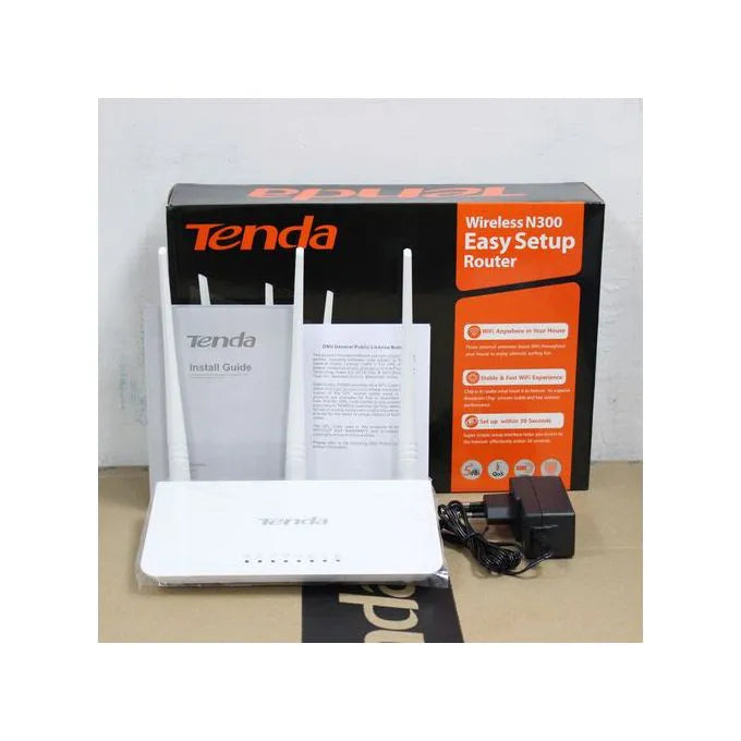 Tenda F6 Wireless N300 WiFi Router - 300Mbps High-Speed Router with 4 High-Gain Antennas