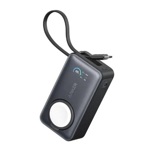 Anker Maggo Power Bank  (10K, 30W, Built-In Usb-C Cable, Made For Apple Watch) Black