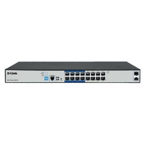 D-Link 16-port Gigabit Long Range 250m PoE+ Smart Switch with 16 PoE ports, 2 SFP ports (DGS-F1210-18PS-E)