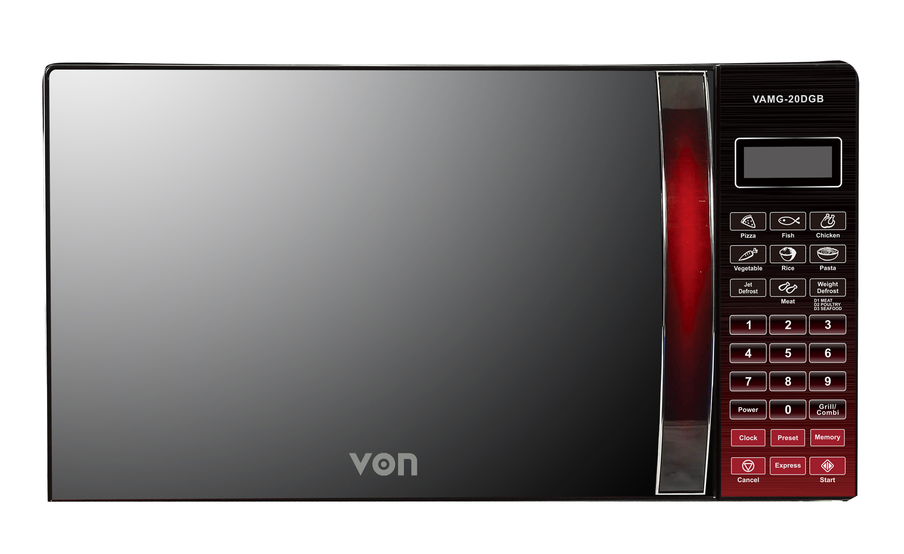 VON VAMG-20DGB Digital Grill Microwave Oven, 20L