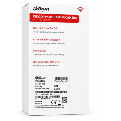 Dahua H3B 3MP Indoor Fixed-Focal Wi-Fi Pan & Tilt Network Camera