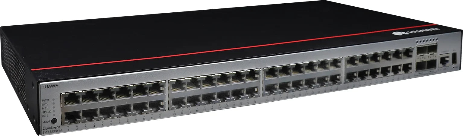Huawei L2+ (static route), 48*10/100/1000BASE-T ports, 4*GE SFP ports,