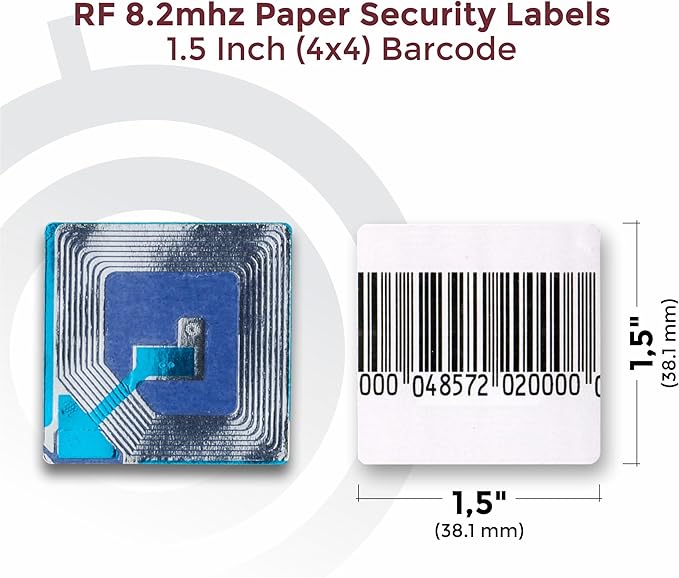 8.2MHZ Paper Security Labels 1.5 Inch (4X4) Barcode