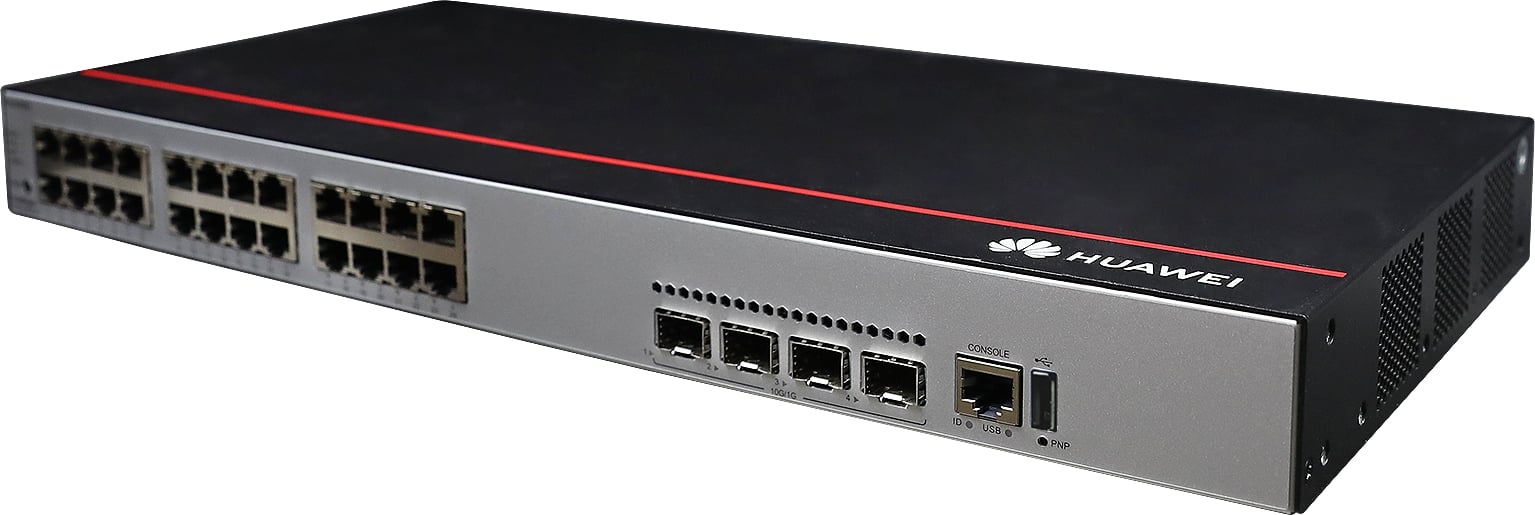 Huawei L2+ (static route), 24*10/100/1000BASE-T ports, 4*GE SFP ports,