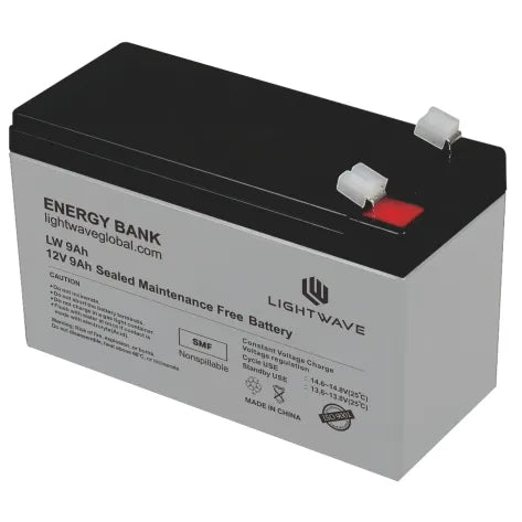 LightWave 12V 9Ah Rechargeable Sealed Lead Acid Battery
