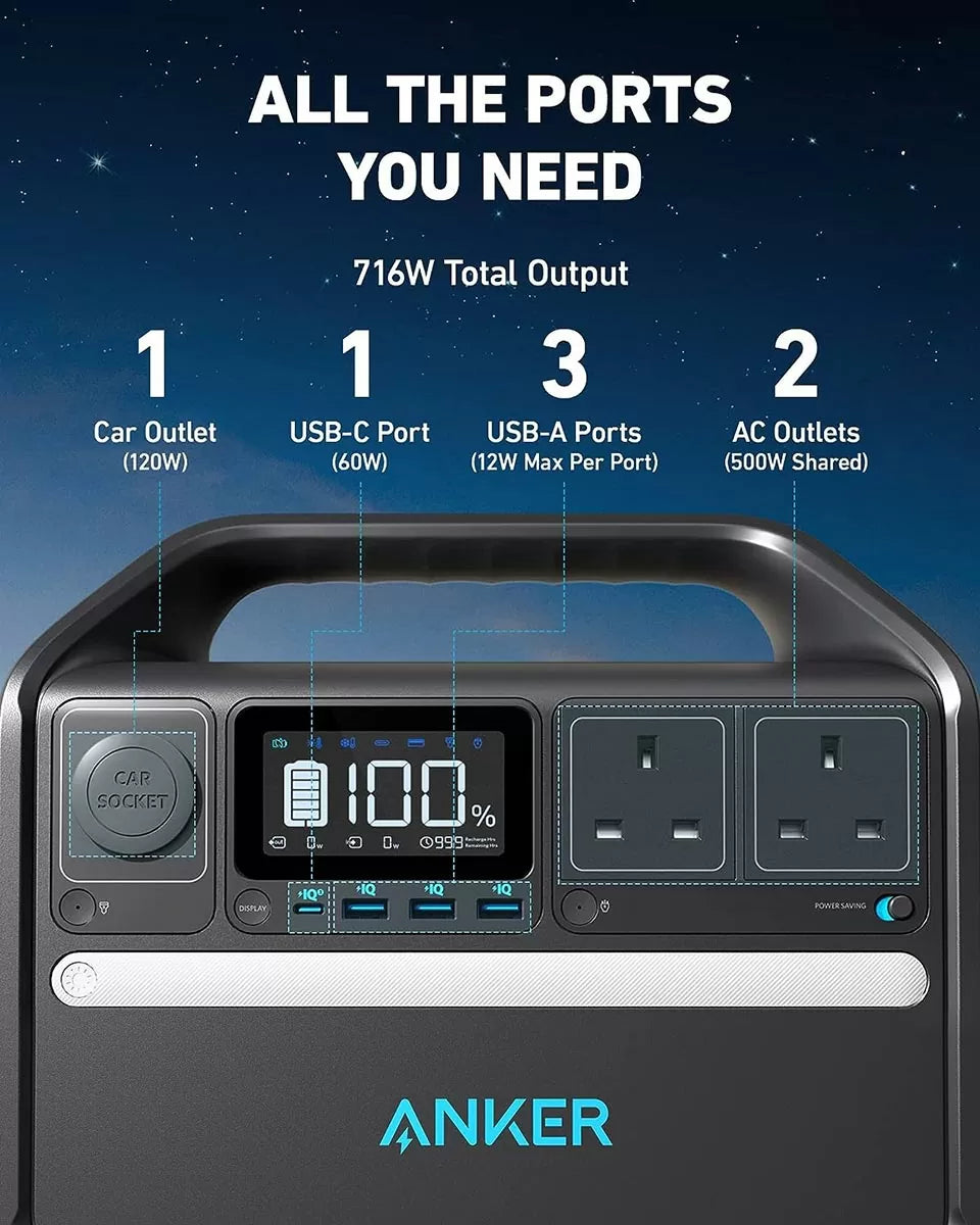 Anker 535 Portable Power Station (Powerhouse 512Wh) Black