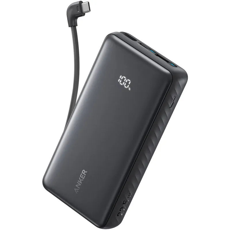 Anker Zolo Power Bank (20K, 22.5W, Built-In Usb-C Cable) Black
