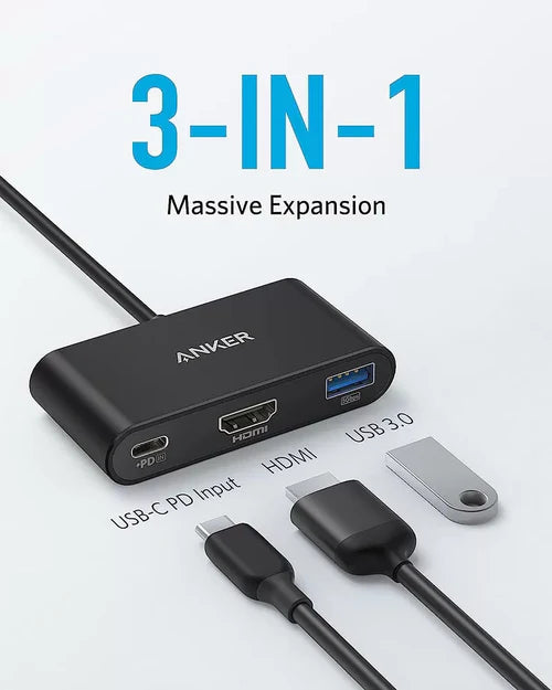 Anker Powerexpand 3-In-1 Usb-C Pd Hub Gray