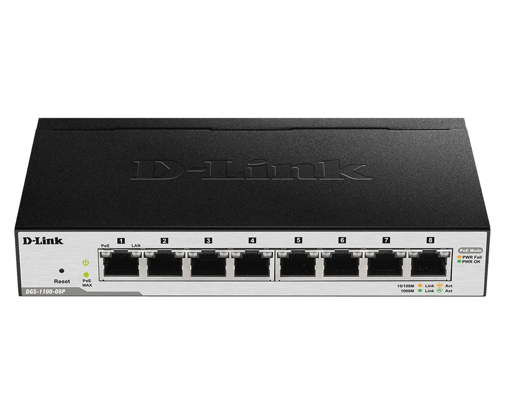 D-Link 8-Port Gigabit PoE Smart Managed Switch (DGS-1100-08P)