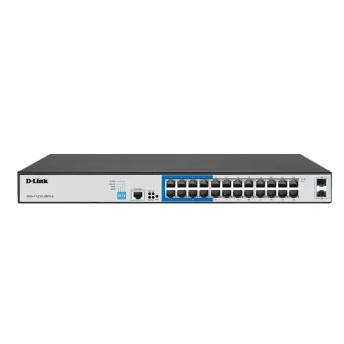 D-Link 24 port Managed Gigabit Switch with 24 10/100/1000 Mbps PoE ports, 2 Gigabit SFP uplink ports (DGS-F1210-26PS)