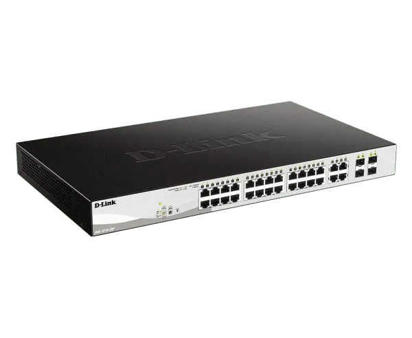 D-Link 24 port Managed Gigabit Switch with 24 10/100/1000 Mbps PoE ports, 2 Gigabit SFP uplink ports (DGS-F1210-26PS)
