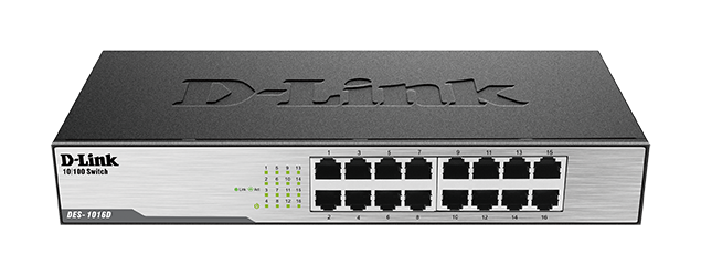 D-Link 10/100M 16-Port Fast Ethernet Unmanaged Desktop Switch (DES-1016D)