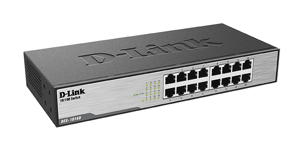 D-Link 10/100M 16-Port Fast Ethernet Unmanaged Desktop Switch (DES-1016D)