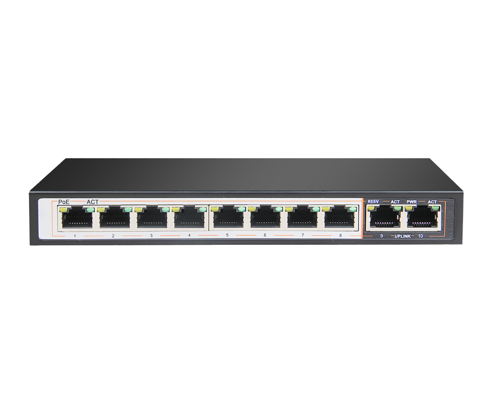 D-Link 10-Port 1000Mbps Switch with 8 PoE Ports and 2 Uplink Ports (DGS-F1010P-E 250M)
