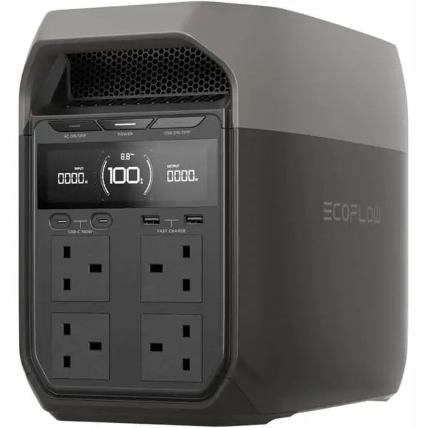 EcoFlow DELTA 3 UK (EFDELTA3-UK) Portable Power Station - 1024Wh LiFePO4 Battery, 1800W Solar Generator with Fast Charging