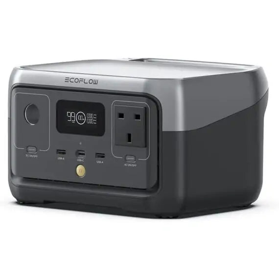 EcoFlow RIVER 2 ZMR600-B-UK Portable Power Station - 256Wh LiFePO4 Battery, 300W Solar Generator with Fast Charging
