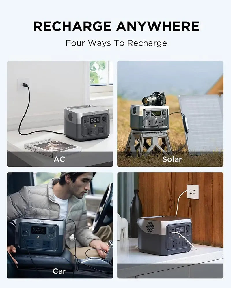 EcoFlow RIVER 2 Max Portable Power Station ZMR610-B-UK - 512Wh LiFePO4 Battery, 500W Solar Generator with Fast Charging