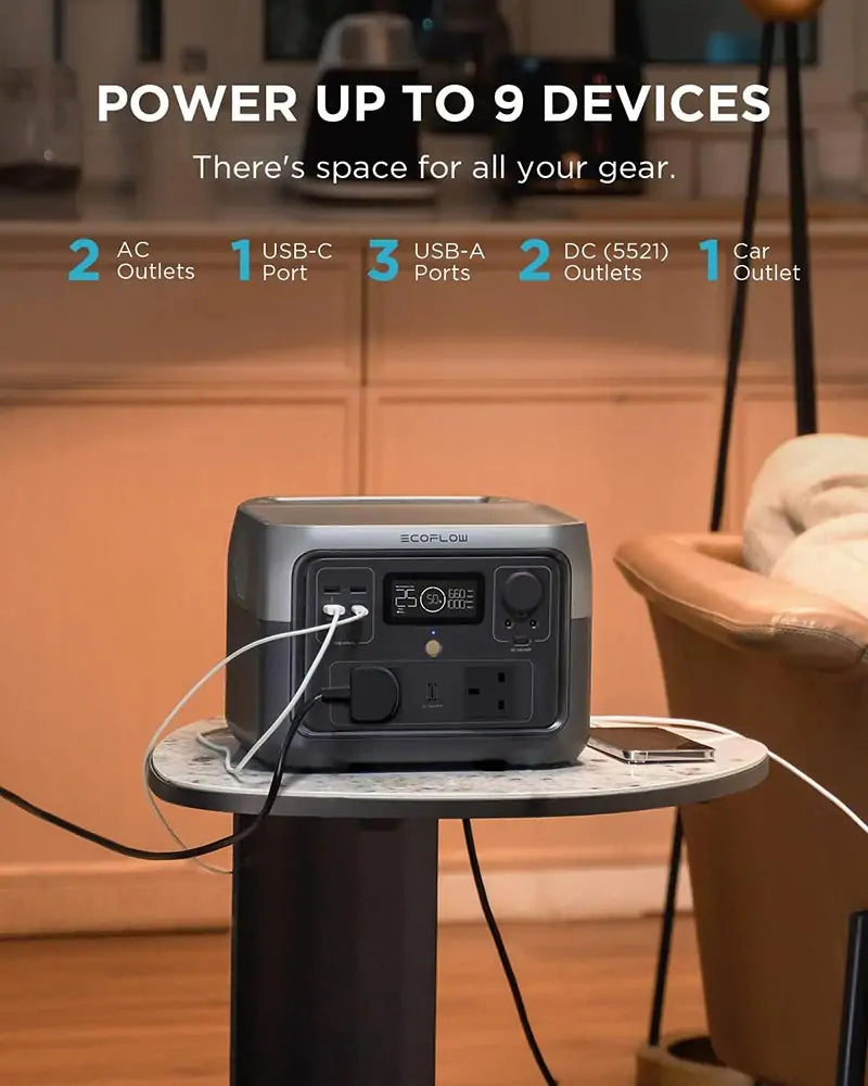 EcoFlow RIVER 2 Max Portable Power Station ZMR610-B-UK - 512Wh LiFePO4 Battery, 500W Solar Generator with Fast Charging