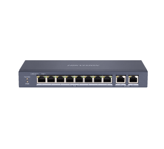Hikvision DS-3E0310P-E/M 8-Port Fast Ethernet Unmanaged PoE Switch with 2 Gigabit Uplink Ports