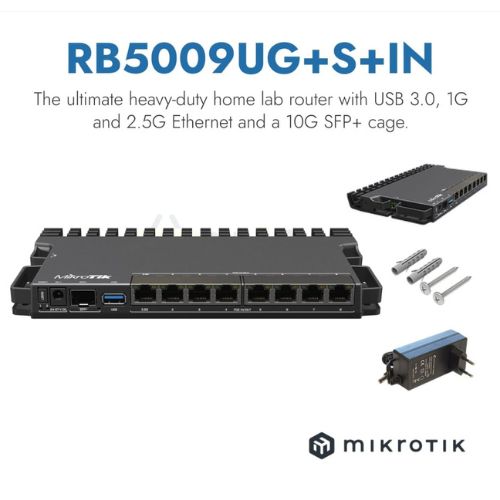 MikroTik RB5009UG+S+IN 8-Port Gigabit & 2.5G Ethernet Router with 10G SFP+
