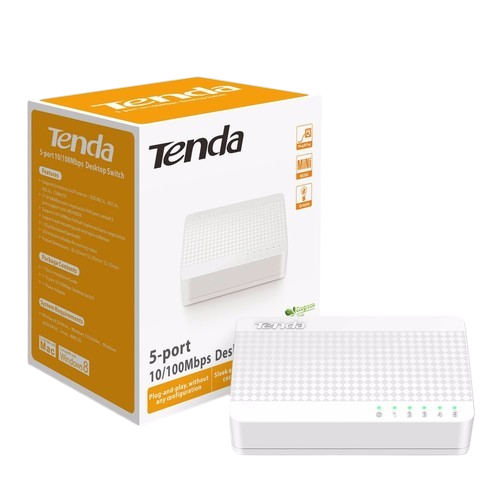 Tenda S105 5-Port Fast Ethernet Switch - 10/100Mbps Desktop Network Switch for Home & Office