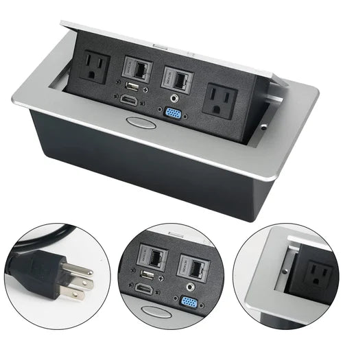 Table Top Metal Pop-Up Power Socket Box
