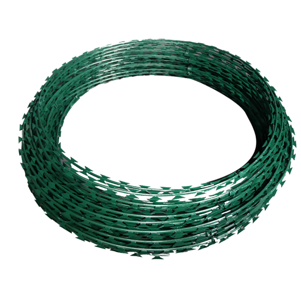 Double Galvanized Green Razor Wire