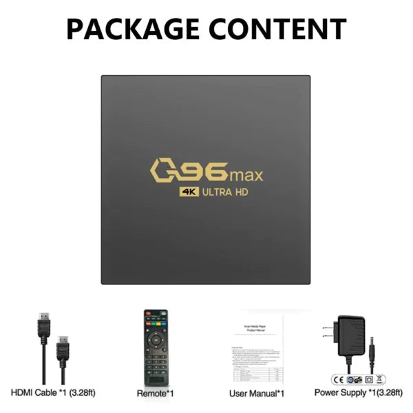 Q96 Max Android TV Box – 8GB RAM | 128GB ROM | 4K/8K Support | Wi-Fi & Bluetooth