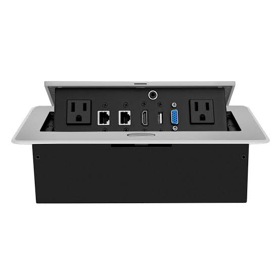 MTN Top Metal Pop-Up Box Sleek Power & Data Solution in Black/Silver