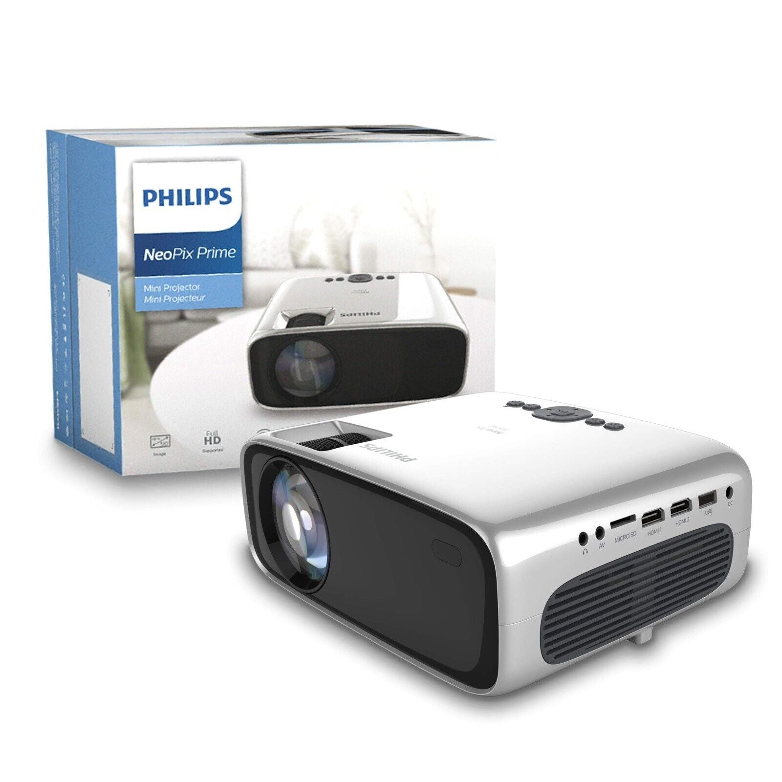 Projecteur Philips NeoPix 122 - Vrai HD 720p - Wi-Fi Dual Band - Audio 2.1