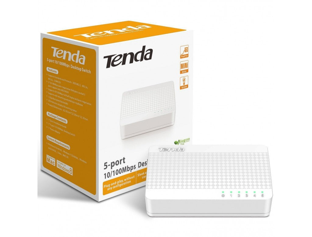 Tenda S105 5-Port Unmanaged 5-Port 10/100Mbps Fast Ethernet Switch